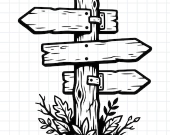 Wooden Signpost SVG, Rustic Direction Arrow Sign PNG DXF, Farmhouse Cricut Cut File, Instant Download