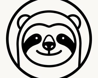 Sloth SVG PNG Cut File, Sloth Face Icon Design, Cute Animal Clipart Sticker, Cricut Silhouette Svg, Instant Digital Download