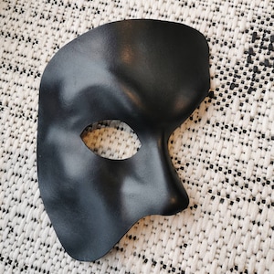 Black Leather Phantom of the Opera Mask, Luxury, Handmade Masquerade Masked Ball Mask, Party, Phantom Mask
