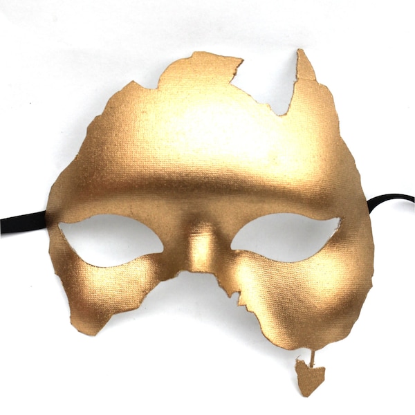 Handmade Australia Shaped Masquerade Mask in Gold