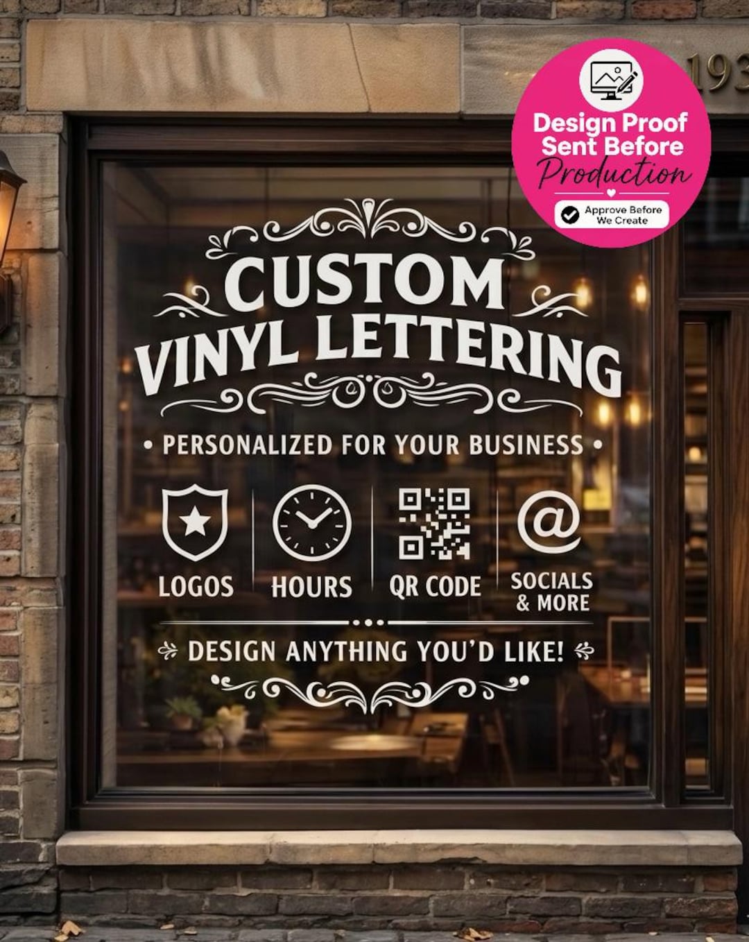 Custom Vinyl Lettering Decal for Glass | Storefront Window Vinyl ...