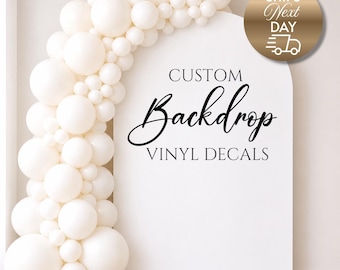 Custom Backdrop Vinyl Decal – Event Backdrop Sign, Baby Shower Decor, Birthday Party Backdrop, Wedding Welcome Sign, Personalized Name Decal