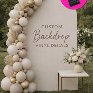 カスタム背景ビニールデカール – イベント背景サイン、ベビーシャワー装飾、誕生日パーティー背景、結婚式ウェルカムサイン、パーソナライズされた名前デカール