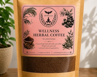 Organic Herbal Wellness Coffee Blend: Mushroom, Ginger, Spices (Handmade)