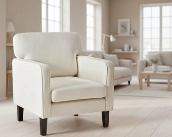 Mid-Century Accent Chair: Ergonomic Lounge Reading Chair with Armrests, Thick Cushion