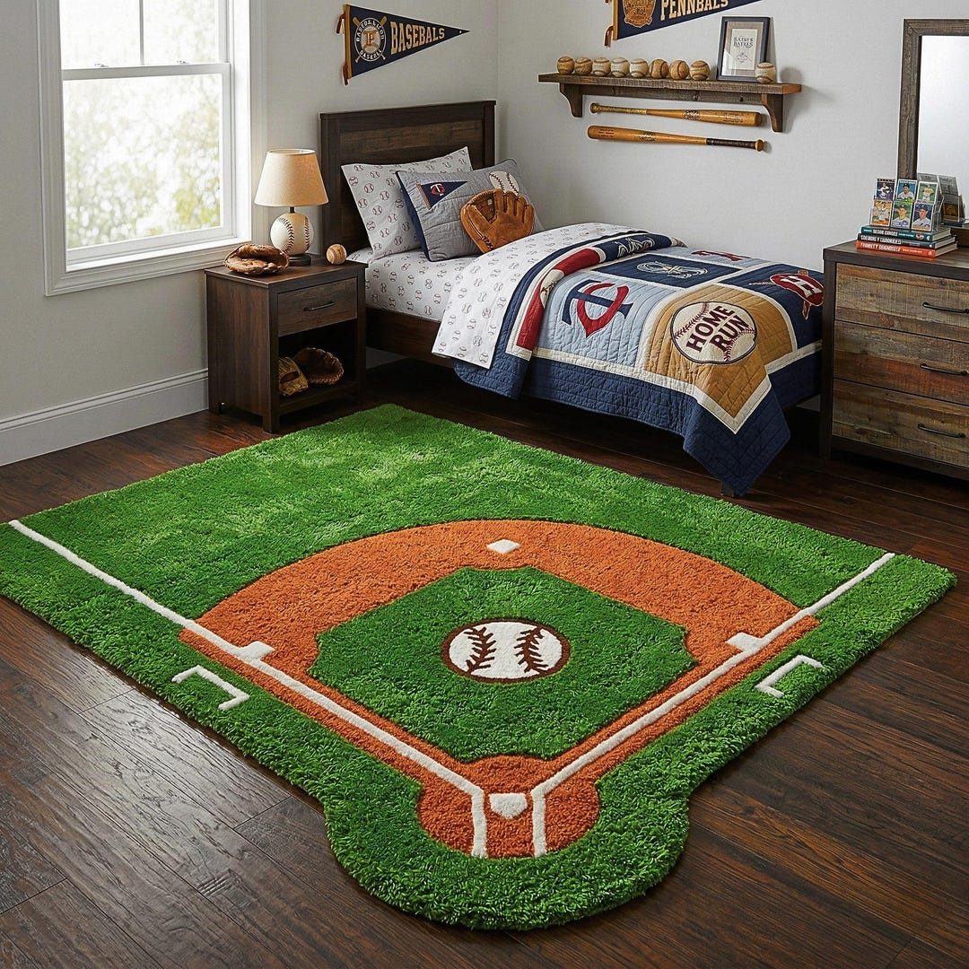 Hand Tufted Baseball Field Rug - Custom Baseball Diamond Area Rug for ...