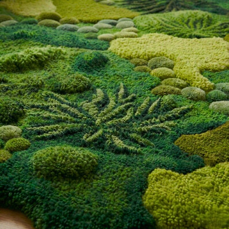3D Moss Rug, Hand Tufted Forest Floor Botanical Area Rug, Nature ...