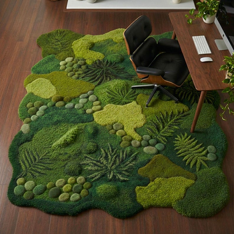 3D Moss Rug, Hand Tufted Forest Floor Botanical Area Rug, Nature ...