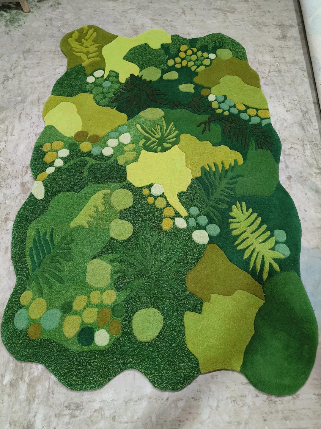 Hand Tufted Wool Moss Rug, Forest Floor Botanical Area Carpet, Nature ...