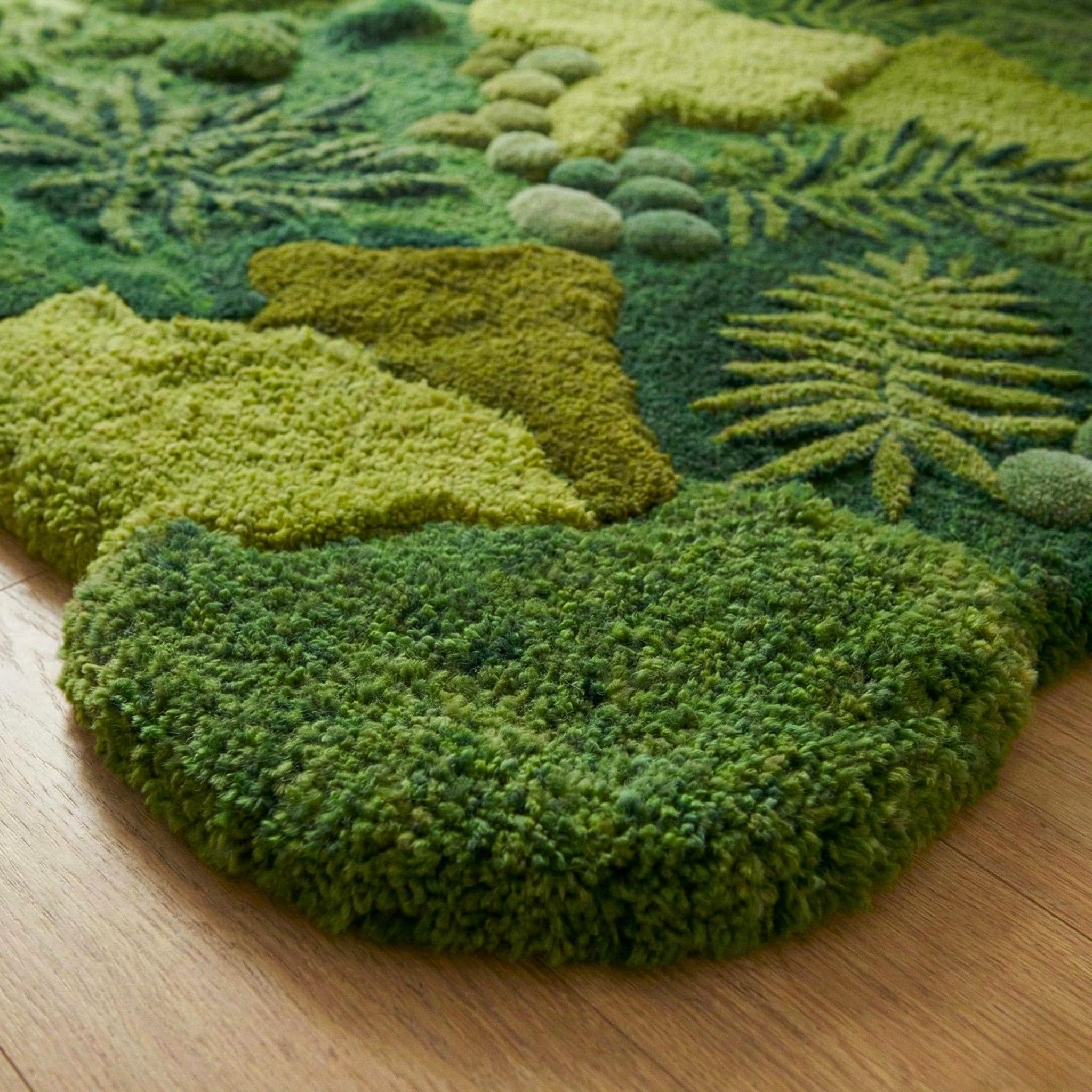 3D Moss Rug, Hand Tufted Forest Floor Botanical Area Rug, Nature ...
