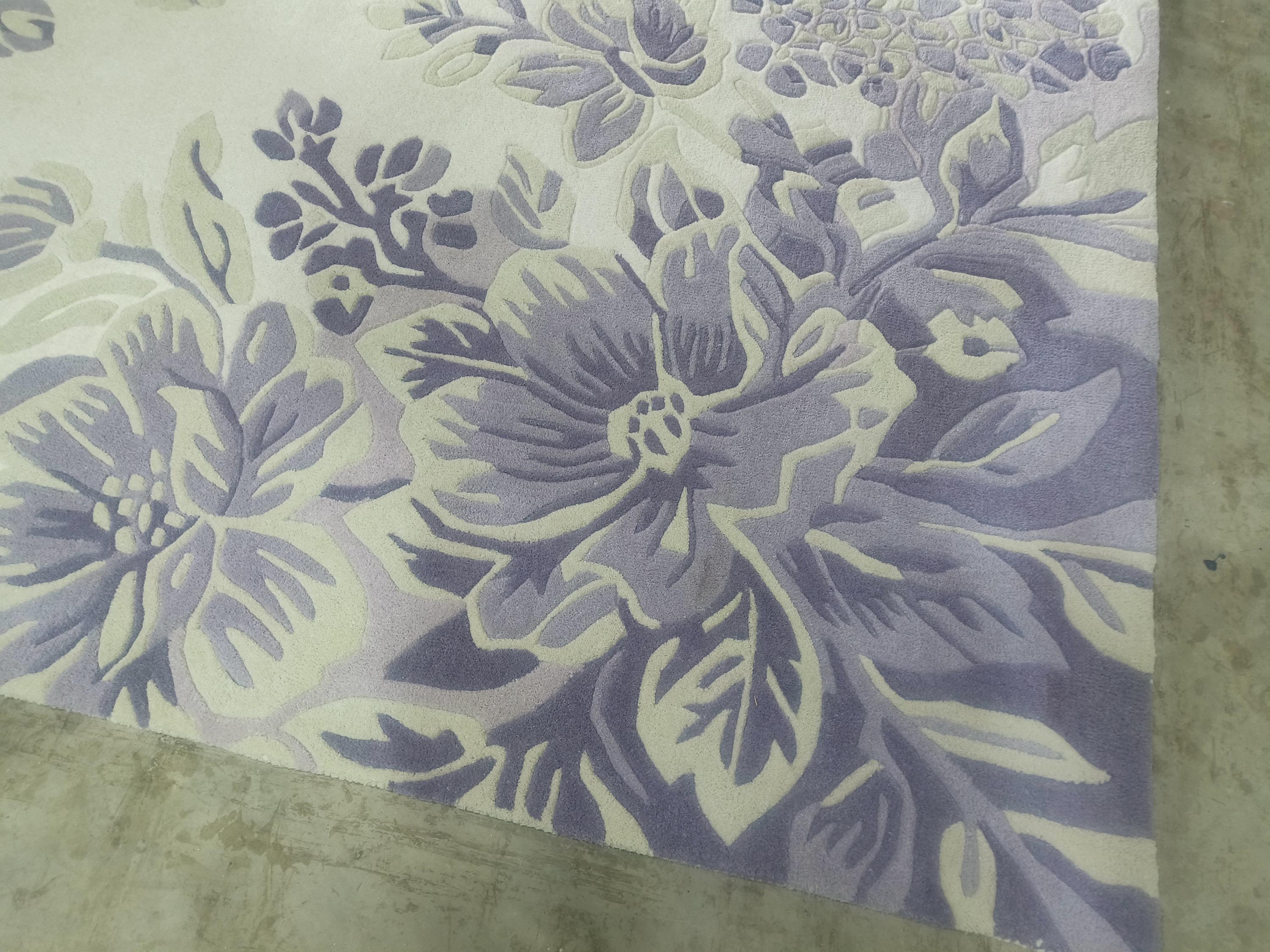 Lavender Rug Pattern Hand Tufted Wool Rug | Lavender Ivory Botanical Peony Carpet ...