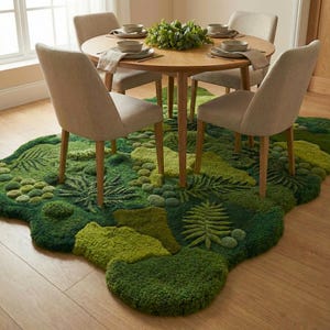 3D Moss Rug, Hand Tufted Forest Floor Botanical Area Rug, Nature ...