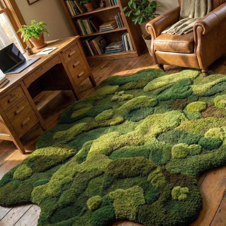 Hand Tufted Moss Rug | Forest Floor Textured Home Decor, Nature ...