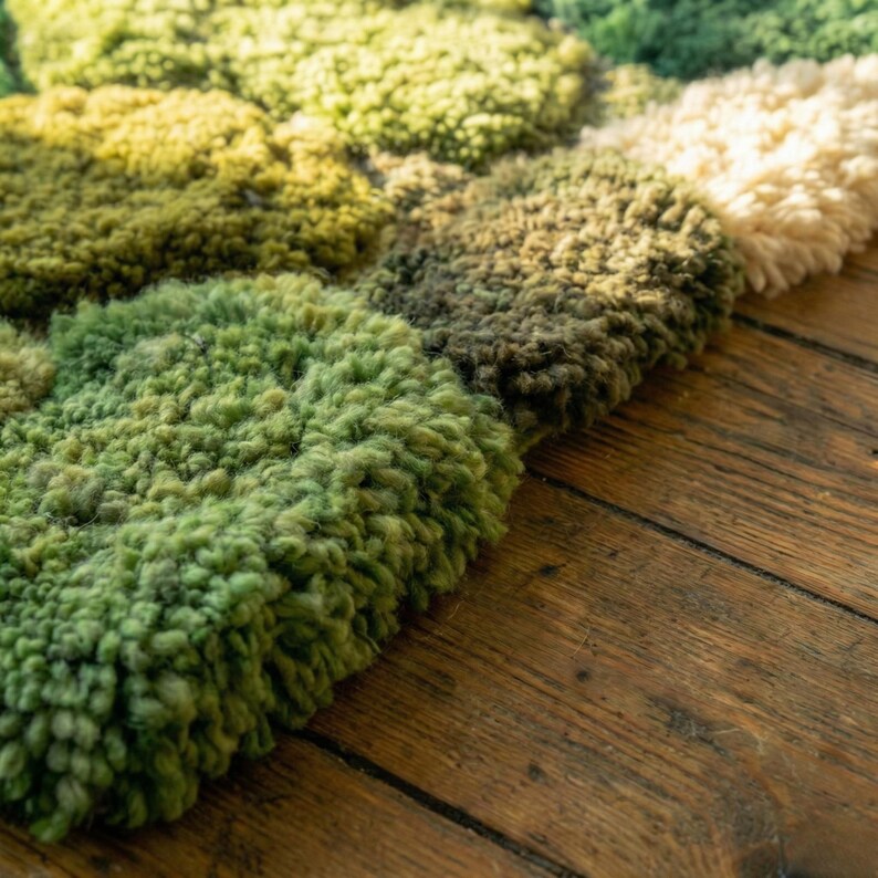 Textured Hand Tufted Moss Rug, Forest Floor Green Area Carpet ...