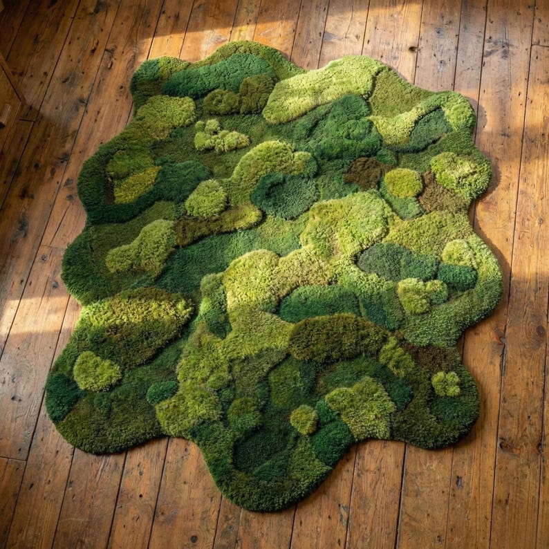 Hand Tufted Moss Rug | Forest Floor Textured Home Decor, Nature ...