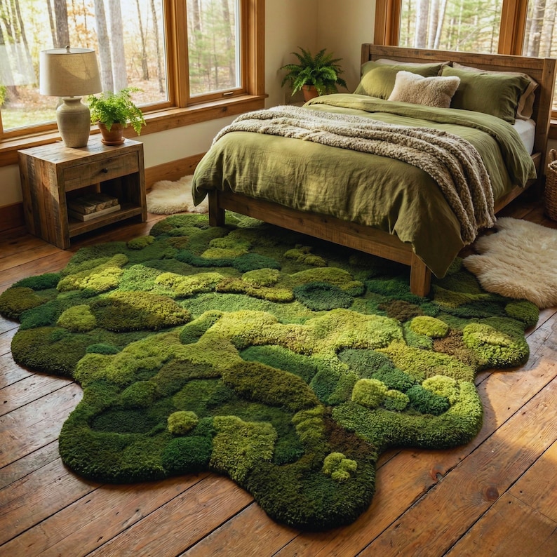 Hand Tufted Moss Rug | Forest Floor Textured Home Decor, Nature ...
