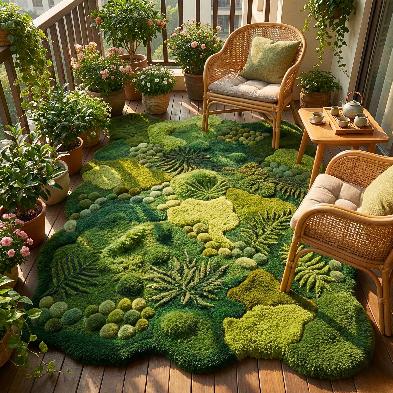 3D Moss Rug, Hand Tufted Forest Floor Botanical Area Rug, Nature ...