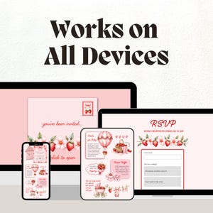 ベリースイートなベビーシャワーウェブサイトテンプレート（出欠確認機能付き）｜編集可能なCanva｜デジタル招待状｜ストロベリーガールEvite｜夏のフルーツ｜ギンガムチェック 画像 5