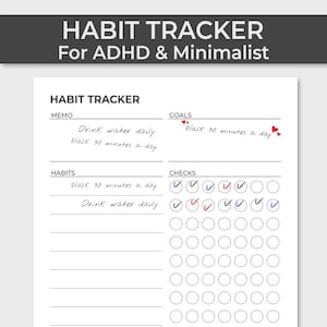 ADHD Adult Habit Tracker: Undated, Printable Planner Supplement (Digital Download)