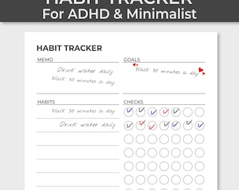 ADHD Adult Habit Tracker: Undated, Printable Planner Supplement (Digital Download)