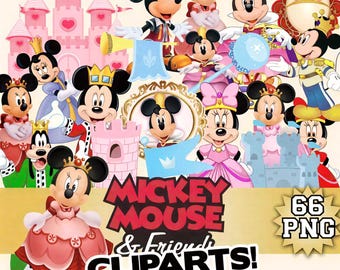 Mickey Minnie Clipart Bundle PNG, 66 PNG Cartoon Characters, Birthday Party Sublimation PNG, Kids Digital Download Pack