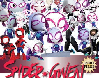 Spidey Clipart Bundle, Ghost Spider PNG Bundle, Spidey and his Amazing Friends Spider Gwen png, Spidey and his Amazing Friends Clipart