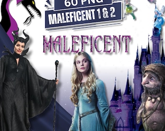 Maleficent Style Dark Fairy Clipart PNG Bundle, Evil Queen Villain Characters, Gothic Fantasy Halloween Sublimation Download