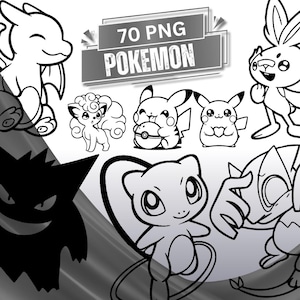 Pokemon SVG Bundle, 70 SVG Anime Characters, Pikachu SVG Clipart, Cricut Silhouette Cut Files, Kids Coloring Svg Download image 1