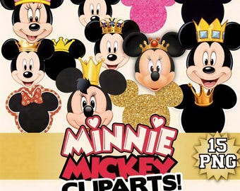 Minnie Mickey Clipart Bundle PNG, Disney Style Cartoon Characters, Birthday Party Sublimation PNG, Instant Download Digital Pack