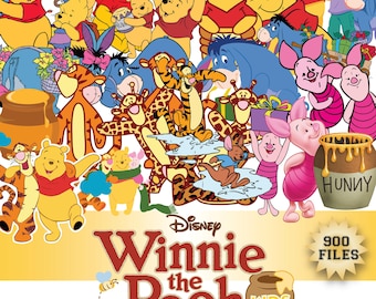 Winnie the Pooh SVG PNG Clipart Bundle, Winnie the Pooh png, Winnie the Pooh svg, Eeyore Piglet Tigger, Winnie the Pooh Png