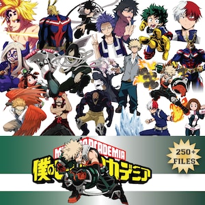 MHA Deku Bakugo Todoroki Anime Clipart PNG Bundle, Midoriya Shoto Dabi Hawks Characters, Hero Cartoon Sublimation Digital Download Svg