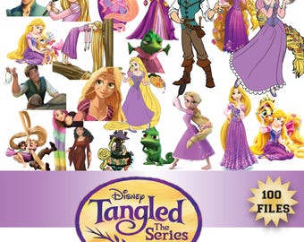 Tangled Clipart PNG Bundle, Rapunzel Flynn Rider Pascal Disney Princess Characters, Tangled The Series Sublimation Download Pack