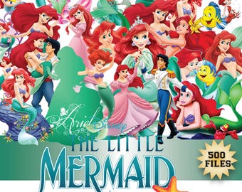 The Little Mermaid SVG, Ariel PNG Clipart Bundle, Little Mermaid Png, Princess PNG, The Little Mermaid Ariel Movie Themed Clip Arts Bundle