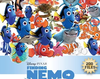 Nemo SVG, Nemo PNG Clipart Bundle, Nemo Digital Papers, Fish Clipart for Nemo Birthday, Nemo Cake Topper, Finding Nemo PNG Clipart Bundle