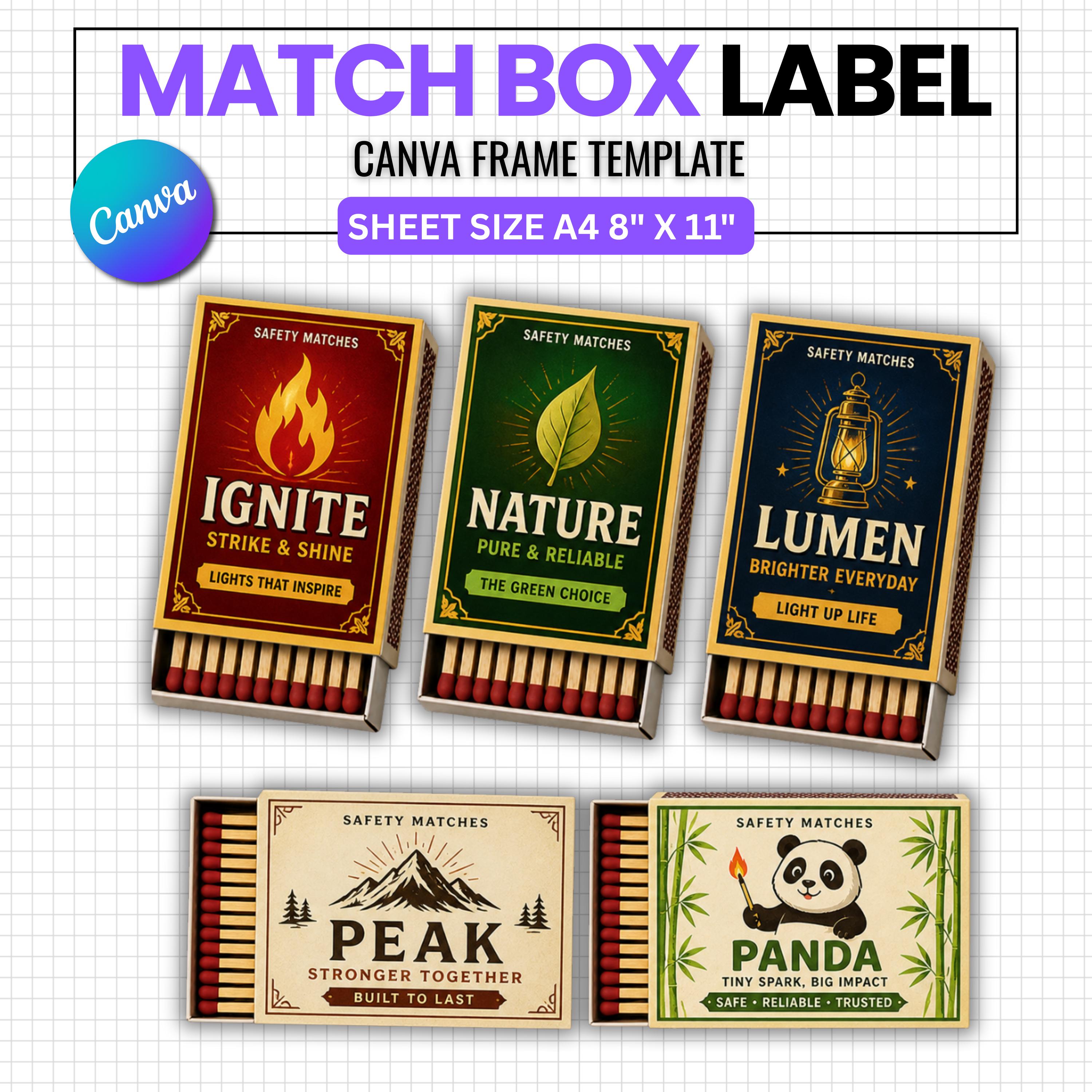 Simple Matchbox Design Matchbox Label Template Canva Editable, Match Box Wrapper Template ...