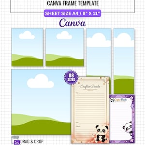 Druckbares Notizblock-Vorlagenpaket Canva bearbeitbar, Notizblockvorlagensatz, Memo-Pad-Vorlage, benutzerdefiniertes Notizblockdesign, ziehen & ablegen Canva-Rahmen