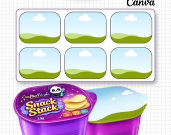 Snack Stack Chip Topper Template, Editable Canva Snack Stack Label, Potato Chip Can Wrapper, Party Favor Label, Printable Canva