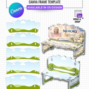 Memorial Bench Template Bundle, Editable Canva Memorial Bench Wrap, In Loving Memory Bench Design, Funeral Keepsake Sublimation Template