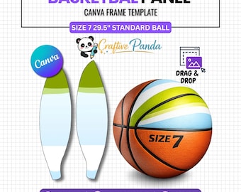 Basketball Panel Template Size 7, Editable Canva Basketball Frame, 29.5 Inch Standard Ball Panel Design, Sublimation Layout A4 8.5x11