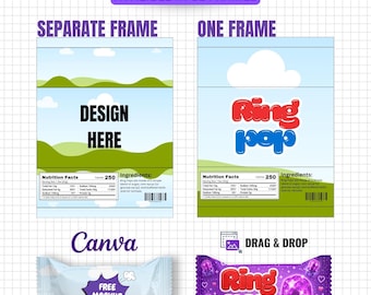 Ring Pop Wrapper Template Canva Editable, Ring Pop Label Template Bundle, Candy Wrapper Template, Party Favor Label, Printable Ring Pop Wrap