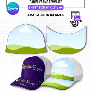 Trucker Hat Template Bundle, Editable Canva Hat Brim Template, Baseball Cap Design Template, Custom Hat Mockup Frame