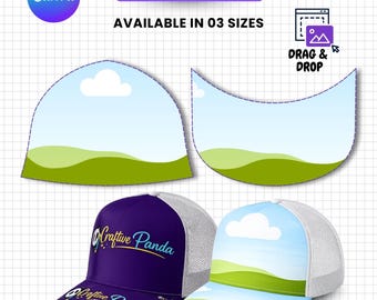 Trucker Hat Template Bundle, Editable Canva Hat Brim Template, Baseball Cap Design Template, Custom Hat Mockup Frame