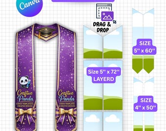 Graduation Stole Canva Template Editable, Class of 2026 Stole Template, Graduation Sash Template, Sublimation Stole, Drag and Drop Canva