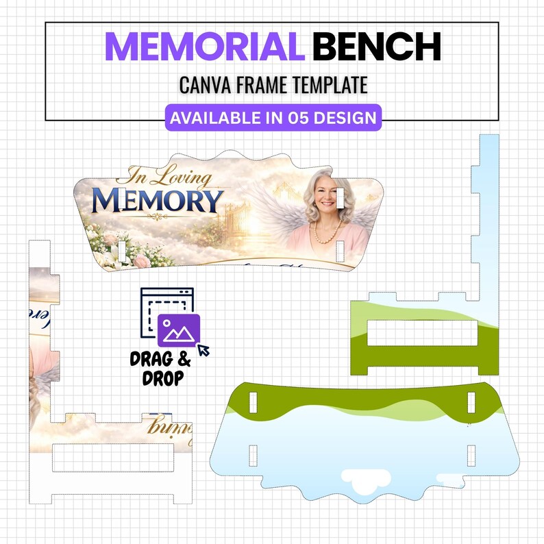 Memorial Bench Template Bundle, Editable Canva Memorial Bench Wrap, in ...