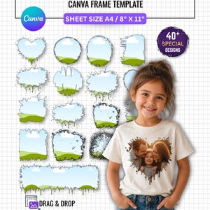 Bleicheffekt Distressed Edge Canva Frame Bundle, Farbspritzer-Fotorahmen, bearbeitbare Canva-Vorlagen, Ziehen & Ablegen von Bilderrahmen
