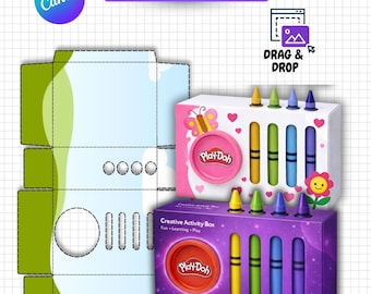 Play Doh Activity Box Template Canva Editable, Kids Party Favor Box Template, Crayon Box Template, Play Dough Box Printable, Birthday Box