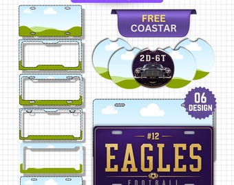 Car License Plate Canva Template Bundle, Editable License Plate & Frame Template, Sublimation License Plate Design, Custom Car Tag Template