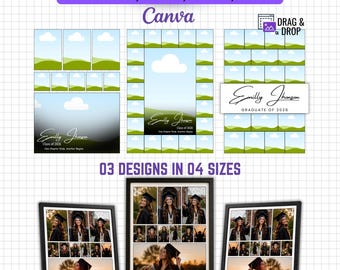 Graduation Photo Collage Canva Template, Senior Memory Board (Digital Download)