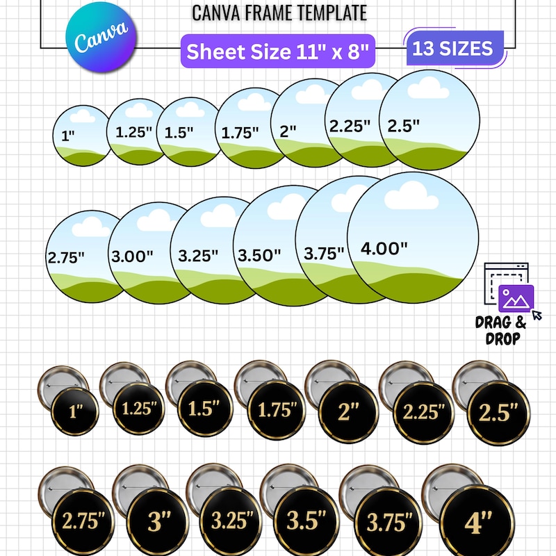 58mm Pin Template - Etsy