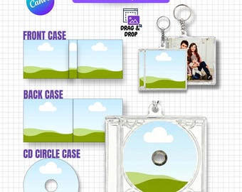 Mini Album CD Keychain Canva Template, Editable CD Cover Keychain Insert, Printable Jewel Case Album Template, Photo Keychain DIY